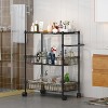 3 Tier Wire Utility Cart with Handle and Adjustable Basket, Kitchen Cart with Metal Wheels, Utility Storage Rack - 4 of 4