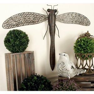 Rustic Metal Dragonfly Wall Decor Brown - Olivia & May - 1 of 4