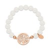 Chisel Stainless Steel Polished Rose IP-plated Tree of Life 8mm White Jade Beaded Stretch Bracelet - 3 of 4