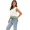 ATHLECHIC Women's Summer Knit Color Block Sleeveless V Neck Loose Fit Preppy Trendy Tank Tops - 3 of 4
