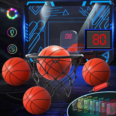 Skirfy Mini Indoor Basketball Hoop for Kids with LED Scoreboard, Over-the-Door Hoop Toy with Foldable Rim