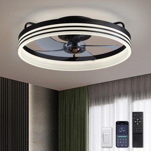 Ludomide Ceiling Fans with Lights, Flush Mount Ceiling Fan with Lights and Remote, 6 Wind Speeds Smart Low Profile Ceiling Fan for Bedroom - 1 of 4