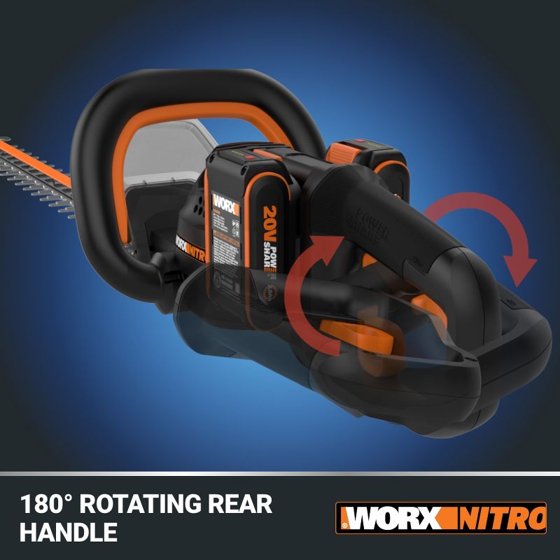 Worx Nitro WG286 40V Power Share 24" Cordless Hedge Trimmer (Battery & Charger Included), 4 of 13