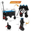 VYNXARIA Mini Folding Wagon Garden Shopping Beach Cart (black+blue+brake) - 4 of 4
