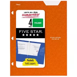 Five Star 4 Pocket Laminated Paper Folder Orange