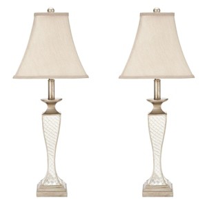 Kailey 28 Inch H Glass Lattice Lamp (Set of 2) - Silver - Safavieh - 1 of 4