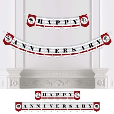 Big Dot of Happiness We Still Do - 40th Wedding Anniversary Party Bunting Banner - Ruby Party Decorations - Happy Anniversary