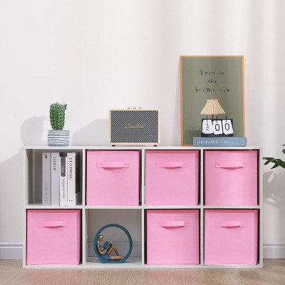 FURNIinspire Utility Storage Bins 6 Pack Drawer Storage Box, Toy Organize Baskets Storage Baskets, Cubes Organizers, Pink, 10.34"*11.31"*3.9"