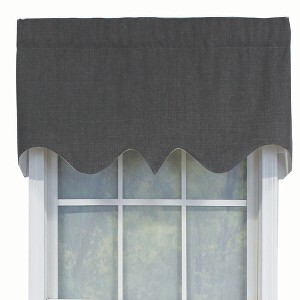 RLF Home R-Crosby Essential Solid Color Fabric Printed Regal Valance 3" Rod Pocket 50" x 17" Iron Charcoal - 1 of 3