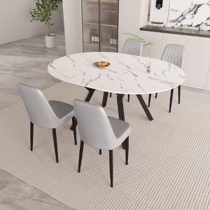 NicBex 47-63" Dining Table Set for 4 Modern Extendable Dining Table Metal Legs with 4 PU Chairs - 1 of 4