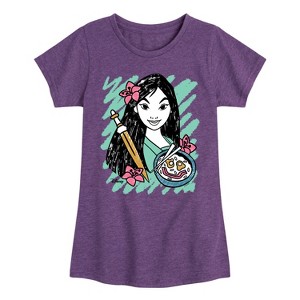 Girls' - Disney - Mulan Sketch Fitted Short Sleeve Graphic T-Shirt - 1 of 4