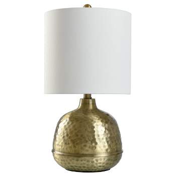 Hammered Gold Metal Table Lamp with White Shade - StyleCraft