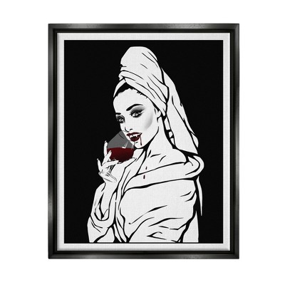 Stupell Industries Vampire Wine Glass Glam Woman Framed Canvas : Target