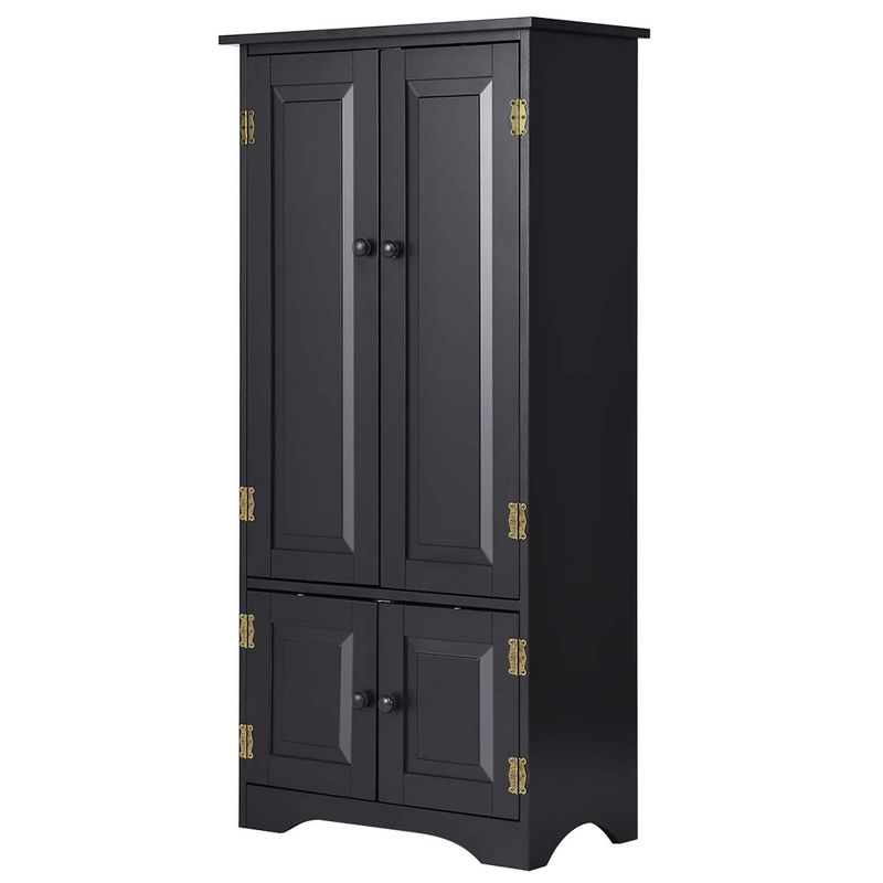 Costway Accent Storage Cabinet Adjustable Shelves Antique 2 Door Floor Cabinet Black, 1 of 11