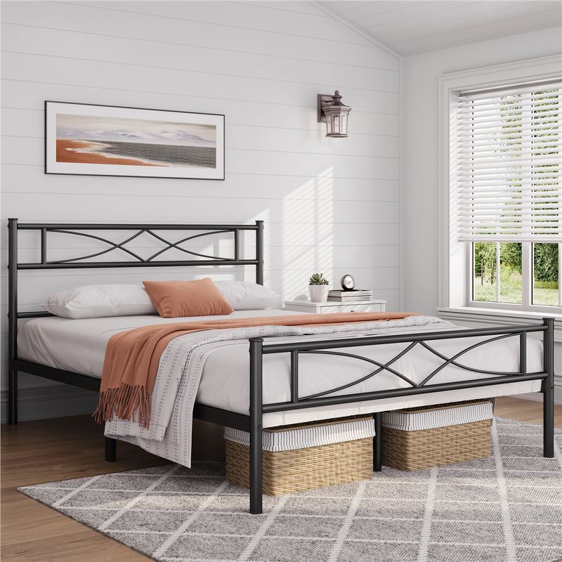 Yaheetech Simple Metal Bed Frame with Curved Design Headboard and Footboard, 2 of 10