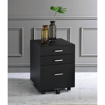 NicBex Modern File Cabinet with 4 Wheels,Lateral Filing Cabinets with 3 Drawers and Silver Handle,Office Cabinet for Home, Office,White/Black