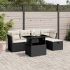 vidaXL 6 Piece Patio Sofa Set with Cushions Black and Cream Poly Rattan - Without Storage - 2 of 4