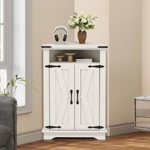 Corner Storage Cabinet , Farmhouse Floor Standing Corner Cabinet with Adjustable Shelves, Storage Cabinet for Living Room, Bathroom, Kitchen - 1 of 4