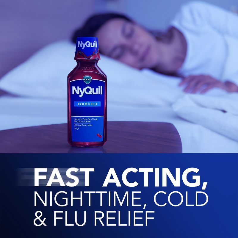 Vicks NyQuil Cold &#38; Flu Medicine Liquid - Cherry - 12 fl oz, 5 of 9