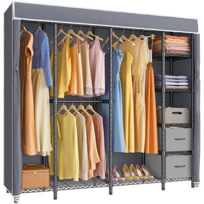 Vipek S3c Heavy Duty Portable Closet With Adjustable Shoe Rack Wire Shelf,  Custom Black Rack With Grey Cover : Target