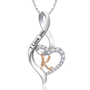 Molenia Heart Initial Necklace for Women, 925 Sterling Silver Heart Letter Pendant Necklace for Her, Fine Jewelry Necklace Gifts for Her Wife Women - 1 of 4