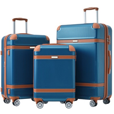 DOMETOUR Hardshell Luggage Set Double Spinner 8 Wheels Suitcase with TSA Lock Lightweight 3 Piece (20in+24in+28in)