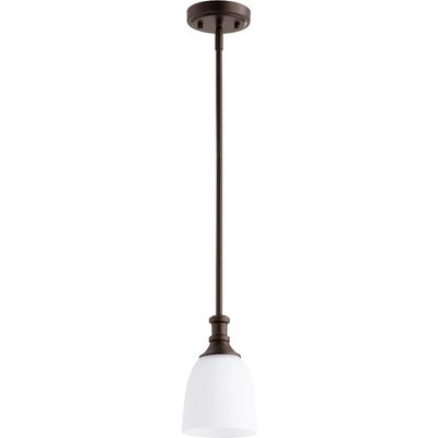 Quorum Lighting Richmond 1-Light Mini Pendant, Oiled Bronze, Clear Seeded