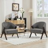 Mid-Century Accent Chair, Teddy Velvet, Linen, PU Leather with Wood Frame（1pc） - 3 of 4