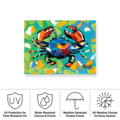 Colorful Crab Outdoor Canvas Print with Weather Resistant Frame
