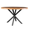 The Urban Port 48" Handcrafted Dining Table Solid Mango Wood Round Top with Iron Crisscrossed Legs Natural Brown/Black - 2 of 4