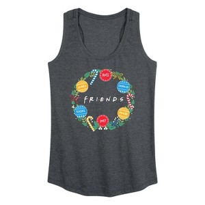 Women's Friends Wreath Graphic Racerback Tank - Heather Charcoal - Medium - 1 of 4