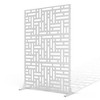 TOAOTBNBO Metal Privacy Screen with Stand, Decorative Privacy Fence Panels with Geometric Pattern, Outdoor Privacy Screen for Garden, White - 2 of 4