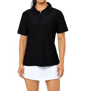 Clearlove Women's Zipper Golf Polo Shirts Short Sleeve Athletic Shirt with Collar Moisture Wicking - 1 of 4