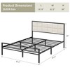 Faux Leather Platform Bed Frame with Upholstered Square Stitched Headboard - 2 of 4