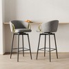 Lirago Set of 2 Gray Velvet Swivel Bar Stools-30" Modern High Back Chairs with Black Accents for Home & Commercial Use - 2 of 4