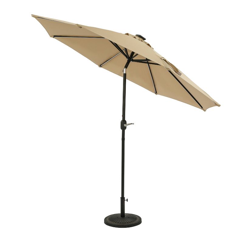 9&#39; x 9&#39; Mirage II Fiesta Market Patio Umbrella with Solar LED Tube Lights Champagne - Island Umbrella, 4 of 17