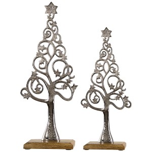 Northlight Starry Trees Metal Christmas Decorations - 18.5" - Silver - Set of 2 - 1 of 4