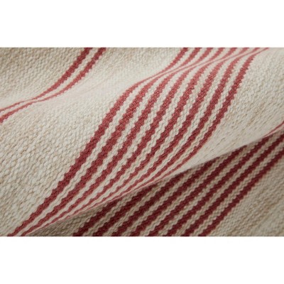 Handmade Red and Ivory Stripe Synthetic 4' x 6' Rug