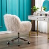 SKRAN Faux Fur Home Office Chair, Vanity Chair, Furry Makeup Chairs with Rolling Wheels Armrest for Living Room Bedroom Office and Vanity - 2 of 4