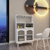 Sevobal Utility Storage Cabinets, Freestanding Cabinet with Transparent Doors and Open Shelves for Living Room Kitchen, White, 27.55"*15.74"*50.3" - 2 of 4