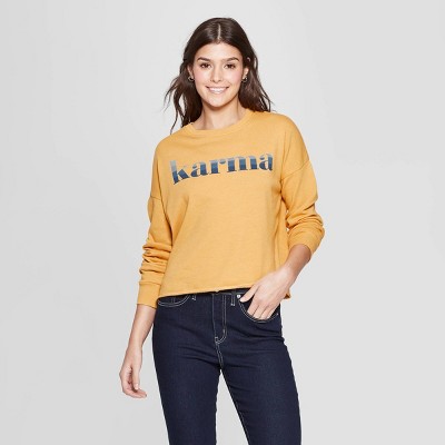 yellow crew neck sweatshirt womens