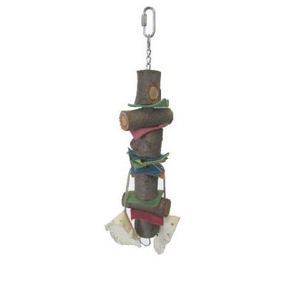 YML Small Parrot Bird Toy 12-1/2-Inch with Rawhide