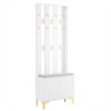 Vynxaria Hall Trees: 70.8-Inch Modern Luxury 4-in-1 White Entryway Bench with Gold Hooks and Fluted Doors - 3 of 4