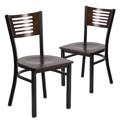 Emma and Oliver 2 Pack Decorative Slat Back Metal Restaurant Chair