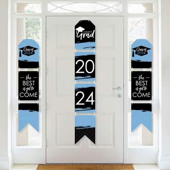 Big Dot of Happiness Light Blue Grad - Best is Yet to Come - Hanging Vertical Paper Door Banners - 2024 Grad Party Wall Decor Kit- Indoor Door Decor