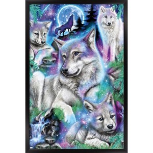 Trends International Sheena Pike - Daydream Galaxy Wolves Framed Wall Poster Prints - 1 of 4