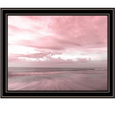 HomeRoots Pink Beach Emotions Black Framed Print Wall Art