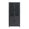 Okak Glass Door Wooden Bookshelf Cainet Organizer with Adjustable Shelves,Display Bookcase Storage Rack for Office,Living Room - 2 of 4