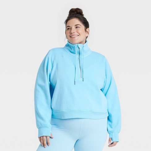 Women's Fleece Half Zip Pullover - All In Motion™ Light Blue XXL