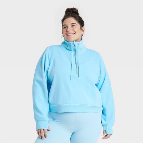 Women's Fleece Half Zip Pullover - All In Motion™ Light Blue 3X